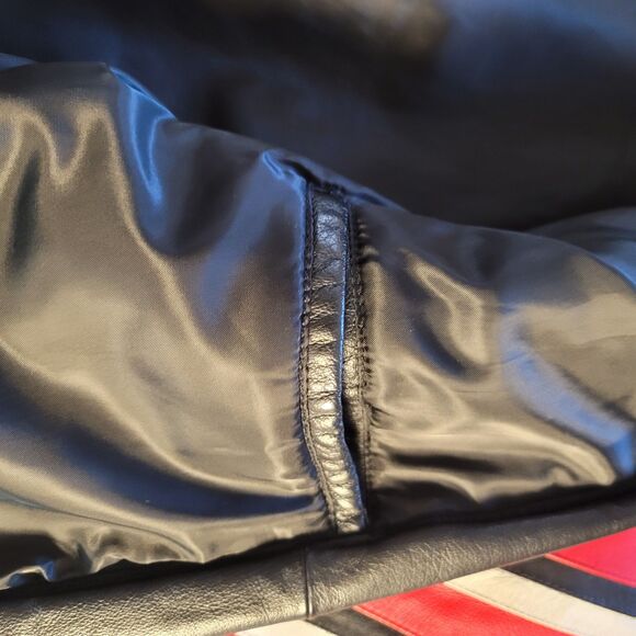 Vintage Ohio State Buckeyes Leather Bomber Jacket Coat Big Logo Patchwork Sz L - Picture 9 of 9